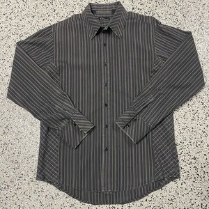 7 Diamonds Black and White Dress Shirt with Pinstripes